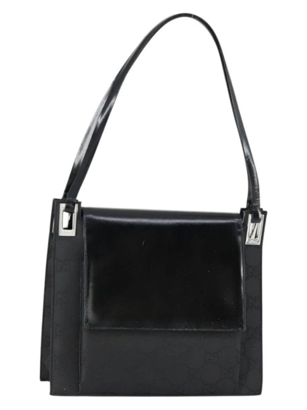 GUCCI GG Canvas Shoulder Bag Nylon Black Silver 001 3132 Auth 154414 - Picture 2 of 16